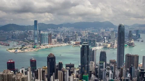 Timelapse of Hong Kong View from the Mountain Peak,Aerial view,Landmark view, 스톡 동영상 81188833