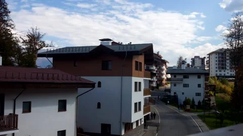 Timelapse. Hotels in the mountains, Clouds, summer day. Stock Footage 166056452