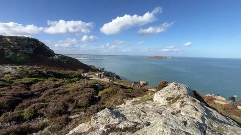 Timelapse Howth Autumn Cliffs Hiking Tourists Stock Footage 300196894