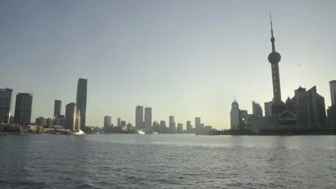 Timelapse of the Huangpu River Besides the Bund in Shanghai Stock Footage 241567197