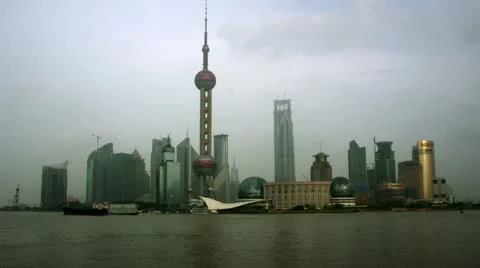 Timelapse Huangpu River skyline Stock-Footage 11592052