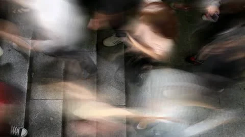 Timelapse of huge anonymous crowds on stairs Stock Footage 11188271