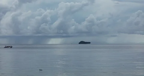 Timelapse of huge storm clouds on a rainy day, Raja Ampat, Indonesia Stock Footage 156405165