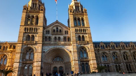 Timelapse hyper zoom view of the natural history museum in London Stock Footage 96412905