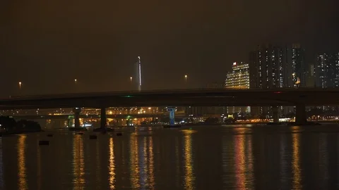 Timelapse/ Hyperlapse of Apartment Building In Hong Kong At Night Stock Footage 124986811