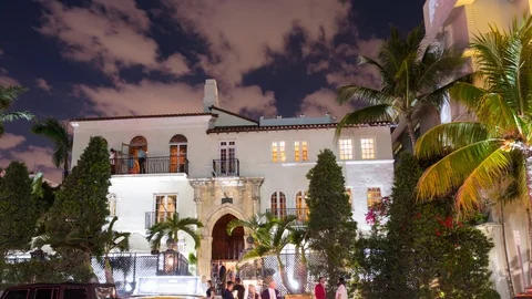 Timelapse hyperlapse of Casa Versace mansion, Ocean Drive, Miami Beach Stock Footage 100866272