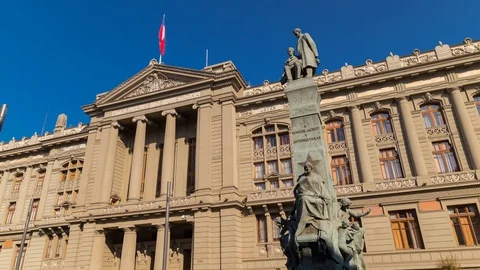 Timelapse hyperlapse of Chile justice Supreme Court, Santiago de Chile Stock Footage 100856747