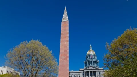 Timelapse hyperlapse of Colorado state capitol building in Denver Stock Footage 96270736