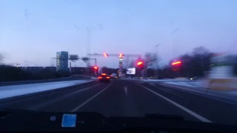 Timelapse hyperlapse of drive on at a evening in Turku, on a cold, winter  Stock Footage 72448073