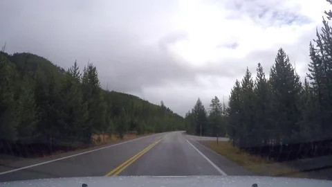 Timelapse hyperlapse of driving in yellowstone national park, in Wyoming, U.. Stock Footage 71783745
