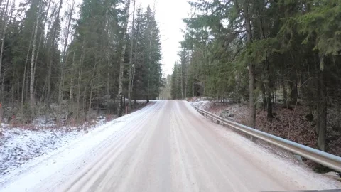 Timelapse hyperlapse FPV of car driving along snowy country roads in Finland Stock Footage 155065699