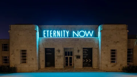 Timelapse hyperlapse of historic art deco art The Bass Museum, Miami Beach Stock Footage 100837310