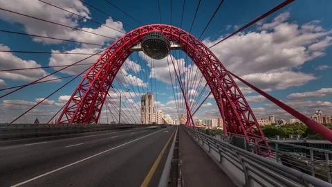 Timelapse Hyperlapse Moscow Walk across the Zhivopisny bridge Stock Footage 83341152
