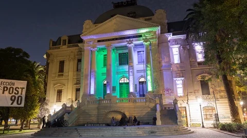 Timelapse hyperlapse of Museo Nacional de Bellas Artes, Santiago de Chile Stock Footage 100844479