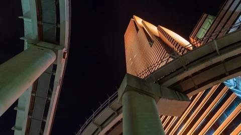 Timelapse hyperlapse at night of Miami Tower skyscraper building in Brickell Stock Footage 100839572