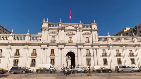 Timelapse hyperlapse of Palacio de la Moneda, Santiago de Chile Stock Footage 100844404