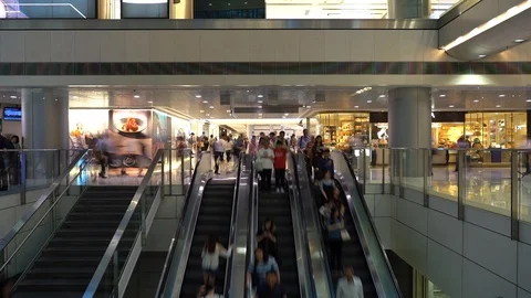 Timelapse / Hyperlapse of People on escalators Stock Footage 124988201
