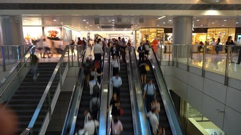 Timelapse / Hyperlapse of People on escalators Stock Footage 124988208