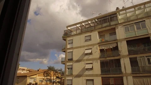 Timelapse Hyperlapse through the window of the suburbs of Rome Stock Footage 125976340