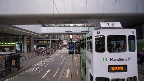 Timelapse / Hyperlapse viewing the Hong Kong street scene Video stock 124987414