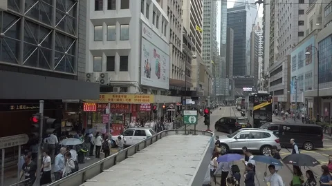 Timelapse / Hyperlapse viewing the Hong Kong street scene from the double dec Stock Footage 125217321