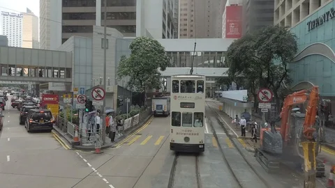 Timelapse / Hyperlapse viewing the Hong Kong street scene from the double dec Stock Footage 125217322