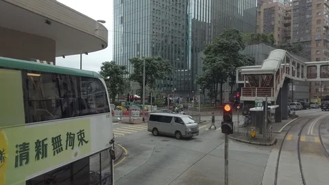 Timelapse / Hyperlapse viewing the Hong Kong street scene from the double dec Stock Footage 125217364