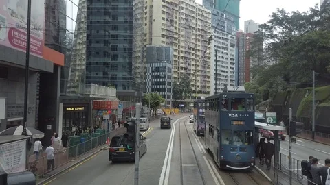 Timelapse / Hyperlapse viewing the Hong Kong street scene from the double dec Stock Footage 125217365