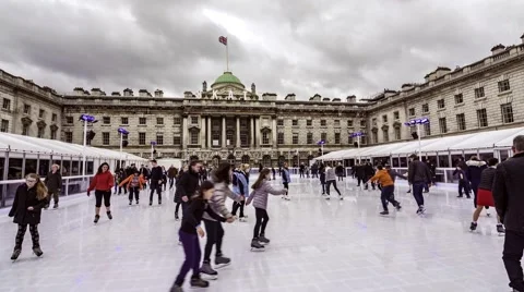 Timelapse of ice skating at Xmas Stock Footage 58840837