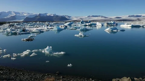 Timelapse of Icebergs Floating Across A Lagoon In Iceland Stock-Footage 81366161