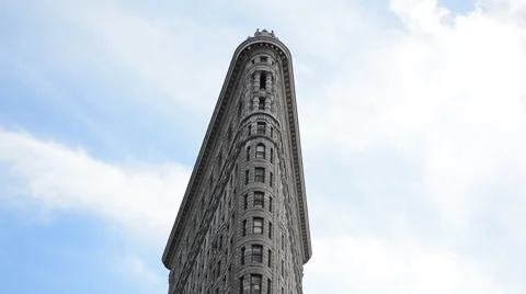 Timelapse Iconic Flatiron Building Clouds New York Closeup Historical Landmark Stock Footage 59909241