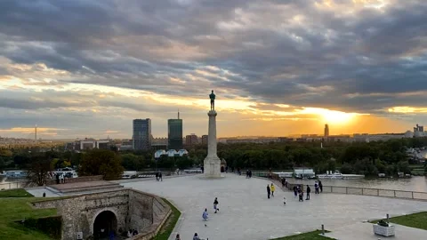 Timelapse of the iconic Pobednik square in Belgrade, Serbia Stock Footage 142206941