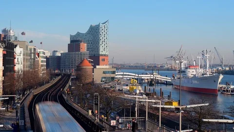 Timelapse of the iconic view in Hamburg Video stock 104455611