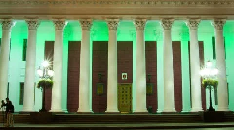 Timelapse of illuminated building Stock Footage 8948606