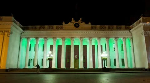 Timelapse of illuminated building Stock Footage 8948608