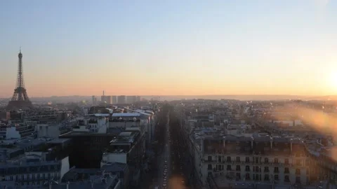 Timelapse image of sunset at Paris central cityscape, France. Stock Footage 151602679