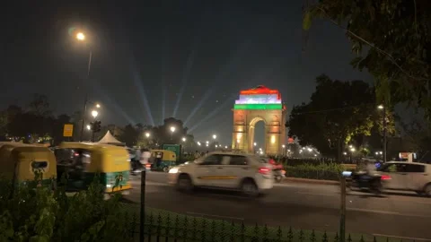 Timelapse of India gate with road traffic in New Delhi, India 4 Vídeos de archivo 291917489