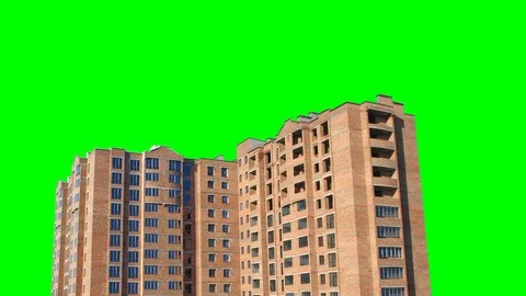 Timelapse of inhabitable house made from bricks with windows on green screen Stock Footage 83884395