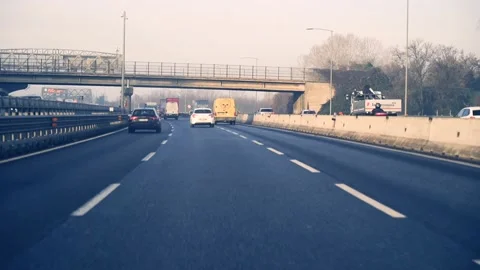Timelapse from inside a car of  driving on highway Stock Footage 149896196