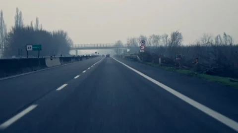 Timelapse from inside a car of  driving on highway Stock Footage 149897446