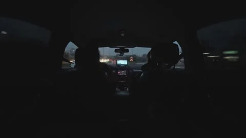 Timelapse from inside a car, showing a fast-paced journey through the city... Stock Footage 287304235