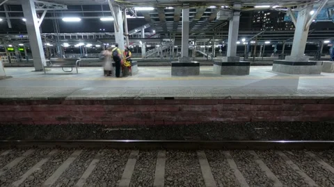 Timelapse from the Inside of a Fast Moving Mumbai Local Train at Night, India Stock Footage 150923260