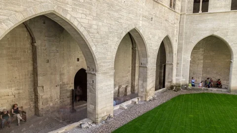Timelapse inside the historic Palace of the Pope, Palais des Papes, Avignon Stock Footage 100876659