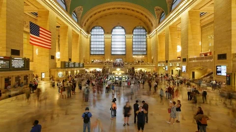 Timelapse of inside main hall of Grand Central Terminal 15 august 2017 Stock Footage 79548114