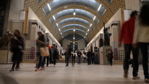 Timelapse inside Musee D'orsay, Museum In Paris, France Stock Footage 100912215
