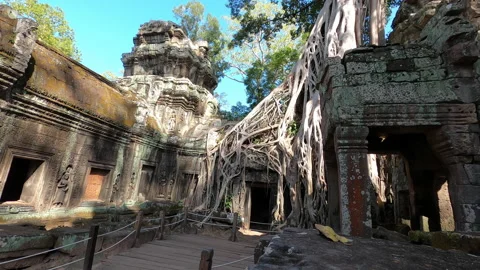 Timelapse of inside Preah Kahn temple Stock Footage 144867133
