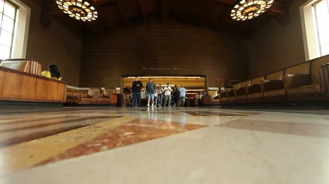 Timelapse Inside Union Station in Los Angeles, CA Stock Footage 906606