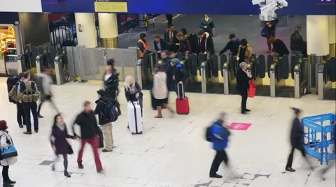 Timelapse of inside view of Waterloo Station, London Stock Footage 59726731