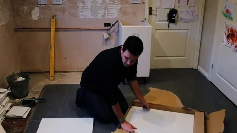 Timelapse of installing a new flatpack kitchen Stock Footage 72382535