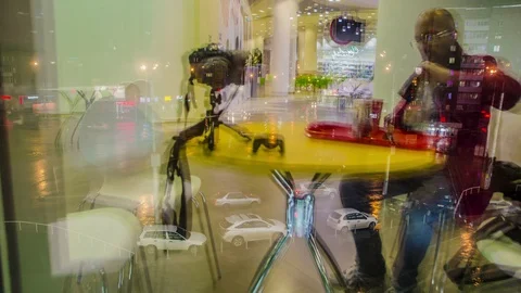Timelapse, an interesting scene and view of a cafe Stock-Footage 129499201